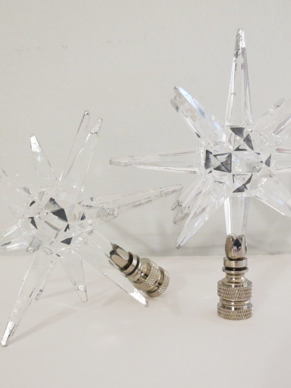 FLASH SALE! Retro Modern Lucite Sunburst Finials, Pair